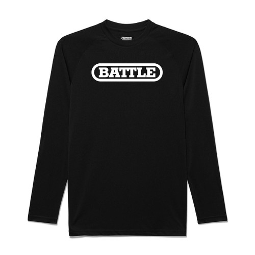 Black; Men's Performance Long Sleeve Shirt With Prominent BIG Battle Logo