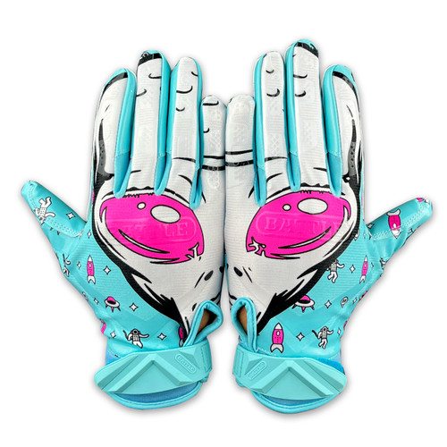 Blue; Alien Cloaked Adult & Youth Gloves For Football