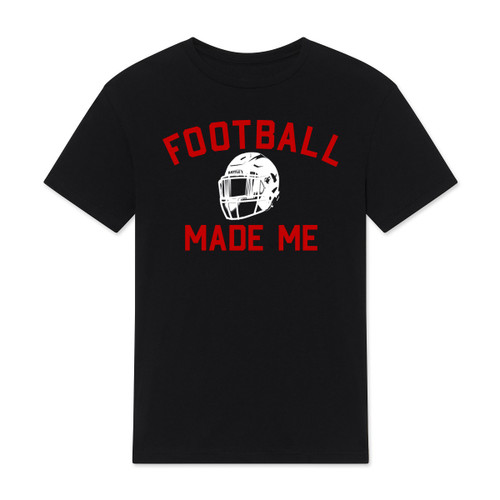 Black; 'Football Made Me' T-Shirt with Football Helmet Design