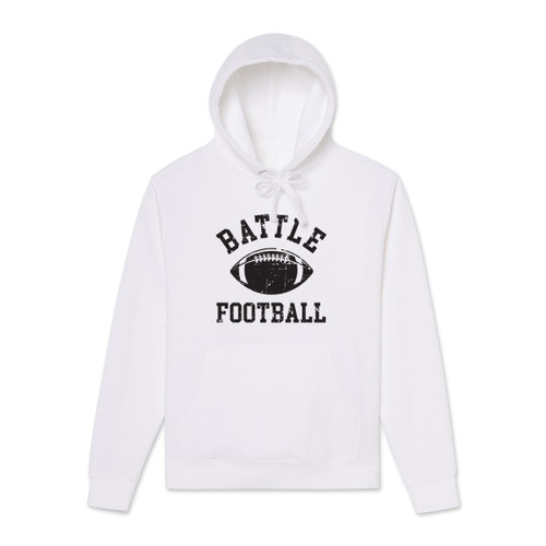 White; Battle Sports Vintage Football Hoodie